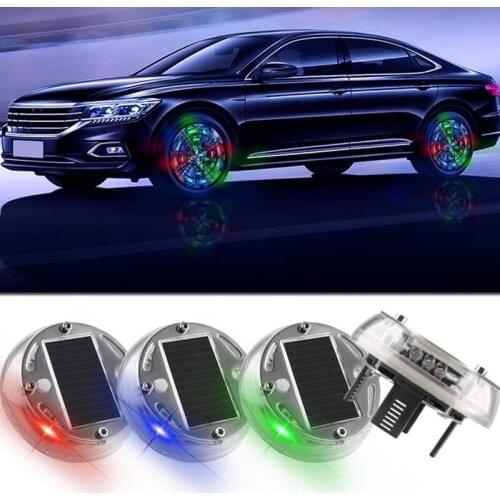 Universal 12 LEDs Car Tire Wheel Lights Solar Energy Flashing Colorful Auto Wheel Hub LED Light With Motion Sensors Car-styling