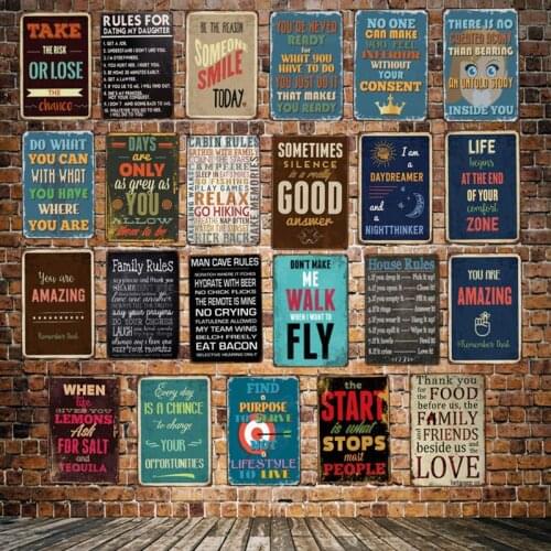 [ WellCraft ] House Family Smile Rule quote Metal Sign Posters art Vintage Painting Personality Custom shcool Decor LT-1772