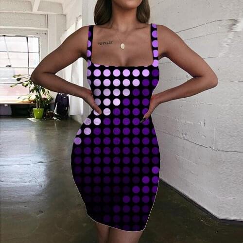 Giyu Brand Geometry Dress Women Purple 3d Print Creativity Ladies Dresses Art Bodycon Dress Womens Clothing Mini Evening Short