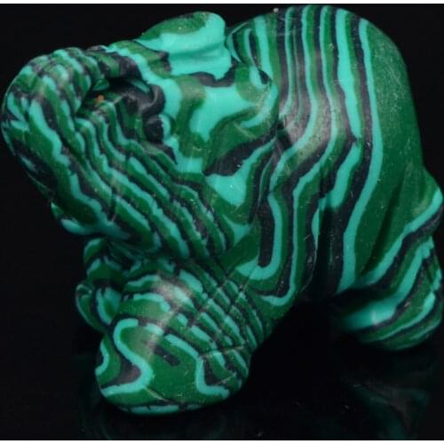 1.5" Nice Green Taiwan Turquoise Elephant Carved Figurine Stone Chakra Healing Reiki Stone Feng Shui Crafts