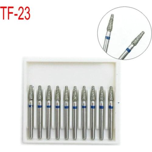 10PCS Dental Diamond Dia-burs Polishing Smoothing Whitening Tool Medium FG 1.6mm For High Speed Handpiece TF-23