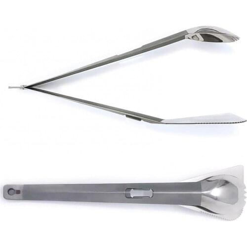 3 in 1 Multifunctional Stainless Steel Camping BBQ Spoon Tong Spatula Utensil