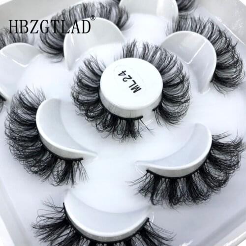 5 Pairs 3d Mink Dramatic Volume Lashes Bulk Faux Thick Long Wispy Natural Mink Lashes Pack Short Wholesales Natural False lashes