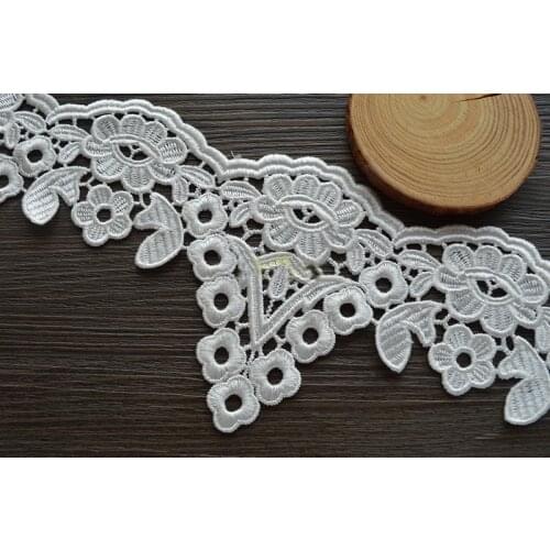 5yards / lot 10.5cm Wide White Water Soluble Lace garment accessories High Quality Polyester Guipure Lace Trim