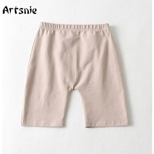 Artsnie Summer 2021 Cycling Shorts Women High Waist Casual Skinny Knitted Biker Shorts Pink Ladies Sportswear Shorts Femme