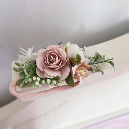 Free Shipping Blush Pink White Flower Girl Headband