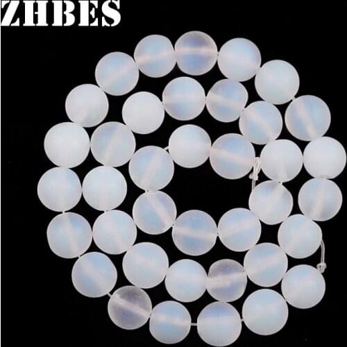 Natural Matte Opal Stone Beads Round White Pearl 4 6 8 10 12MM Spacers Loose Beads For Jewelry Bracelet Making Accessories DIY