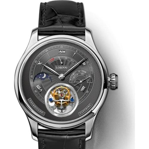 Luxury Brand LOBINNI Watches Men Switzerland Tourbillion Mechanical Men Watch Sapphire Waterproof Energy Display clock L8886-5