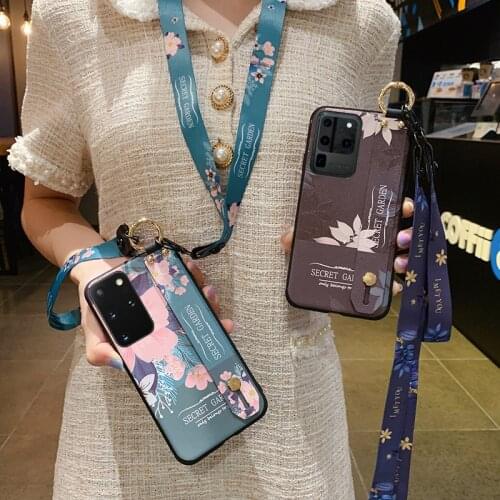 Phone Holder Case For Samsung Galaxy A51 50 71 70 20 30 21s Note 10 Lite S20 FE S20Ultra S10 S9 S8 Plus Wrist Strap Lanyard Case