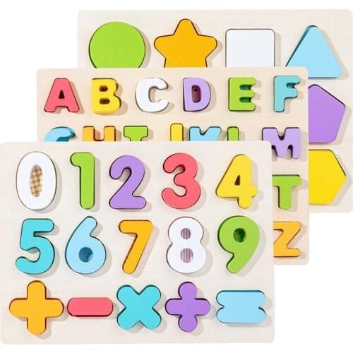 Wooden Board with Colorful Alphabet Numbers for Kids Early Educational Toy Family Game 3D Puzzle Toys for Children