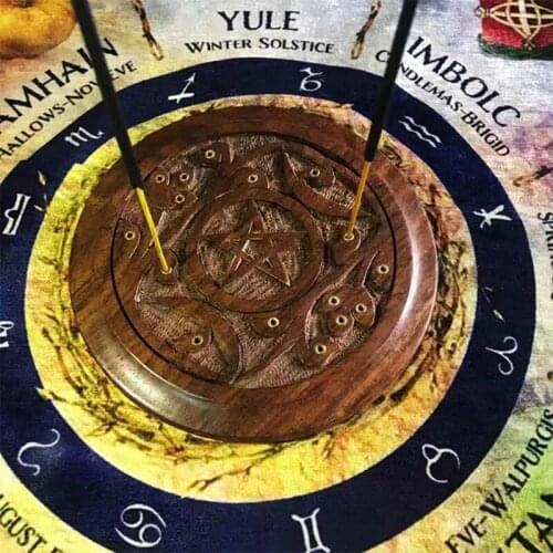 Wooden Pentacle Incense Stick Holder Incense Cones Burner Tray Board Plate Handcrafted Witchcraft Supplies