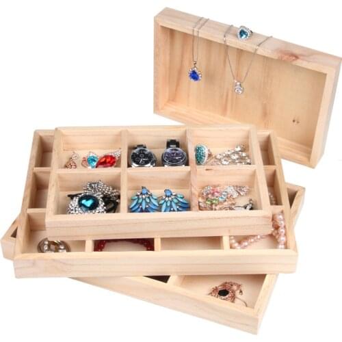 6/12 Grids Stackable Wood Jewelry Display Tray Bangle Holder Jewelry Organizer Ring Tray For Store Bracelet Storage Stand