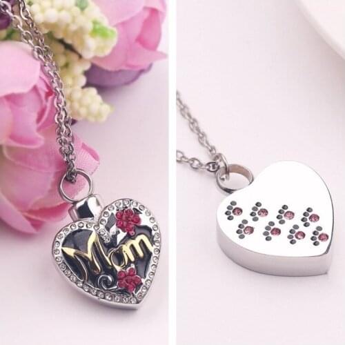 Exquisite Mom Perfume Bottle Heart Pendant and Simple Pink Cats Claw Heart Pendant. Lady Necklace Inlaid Rhinestone Jewelry