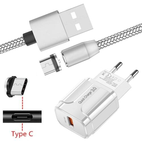 Type C Magnet Charge Cable For Samsung A20E A50 S20 ZTE Axon 9 Nubia Z17 Mini Oppo Reno Z Magnetic USB Cable QC 3.0 Fast Charger