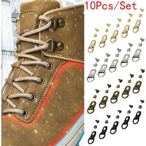 10pcs Metal Rivet D Ring Buckle Lace Eye Boot Hiking Shoes Repair Leather Craft Keychain Bag Accessories