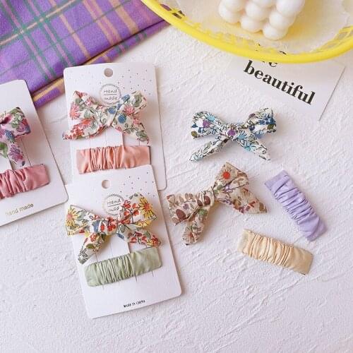 Korean Fashion Trends Sales Children Headwear Flower Bow Knot Hairpin Set Child Girl Hair Accessories Sweet Cute Side Hair Clip