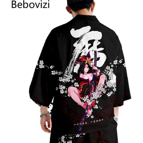 Fashion Japanese Kimono Suit Samurai Harajuku Cardigan Women Men Cosplay Yukata Tops Pants Set Plus Size 5XL 6XL Loose Succubus