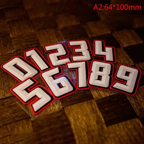 Arabic Numerals Motorcycle Head Body Racing Track Helmet Stickers Reflective