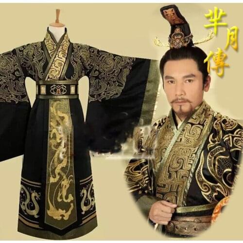 2 Colors Emperor YingSi Male Costume with Hair Tiaras 2015 TV Play Legend of Mi Yue - Ancient Qin Empress Xuan