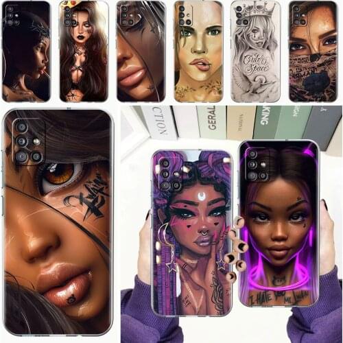 Soft Phone Case For Samsung Galaxy A51 A21s A71 A12 A31 A52 A41 A32 A02s A11 A72 A42 Clear Back Cover Funda Cool Tattoo Girl Cas