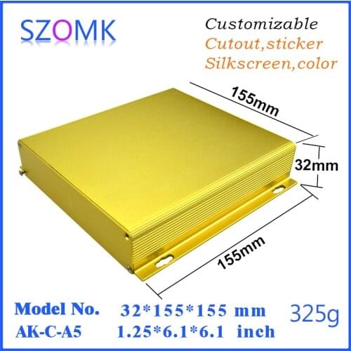 Wall enclosure for electronics aluminum instrument shell box (10 pcs) 32*155*155mm gold extruded aluminum case control enclosure