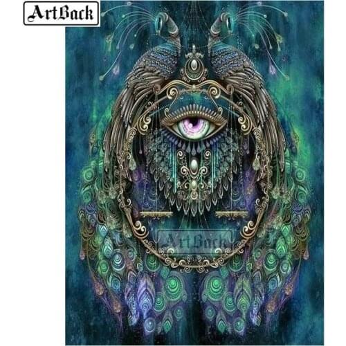 ArtBack New Arrival Diamond Painting Peacock Elephant Eye Icon Religion Full Square Drill Hindu Diamond Embroidery