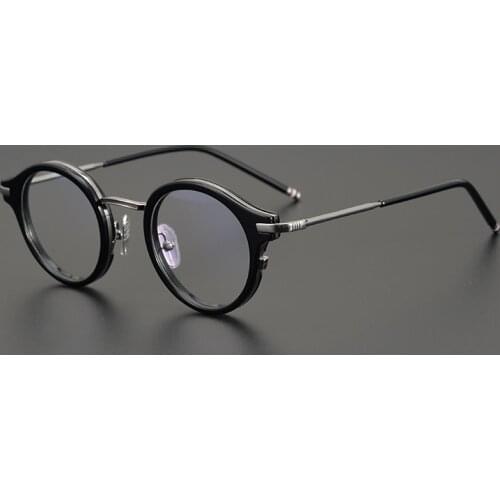 Thom Brand Retro Round Acetate Alloy Prescription Glasses frame for Men Women Eyeglasses Myopia Reading Gafas With Original Box