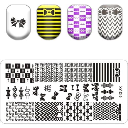 Stamping Plates Bowknot Theme Plate Marble Geometric Stainless Steel Nail Art Image Plate Stencil