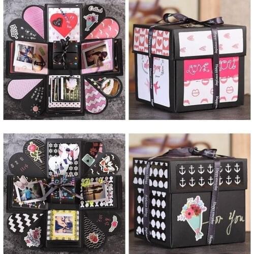 Handmade DIY Surprise Explosion Box Gift Box with Photo Wedding Anniversary Birthday Gifts Memory Scrapbook Photo Album