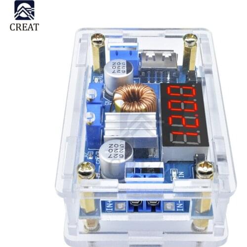 5A CC/CV Power Step-Down Battery Charge Module LED Driver USB Voltmeter Ammeter Voltage Regulator Power Supply Board with Case