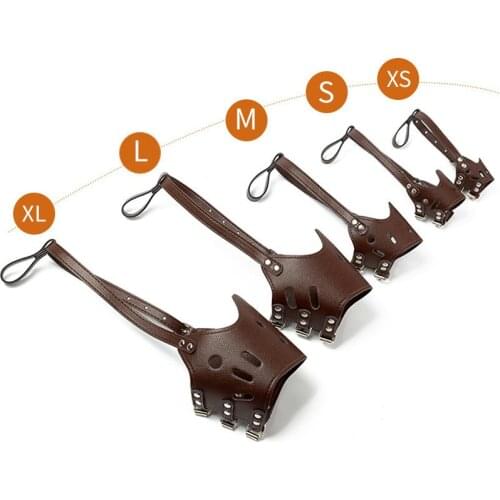 Adjustable PU Leather Dog Muzzle Anti Bark Bite Chew Dog Training Products For Small Medium Large Dog Outdoor Pet Products XS-XL