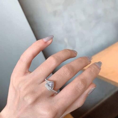 Adjustable Size Heart-shaped AAA Zircon for Ladies Wedding Engagement Bride Ring Gift To Girlfriend Novelties 2021 Technology