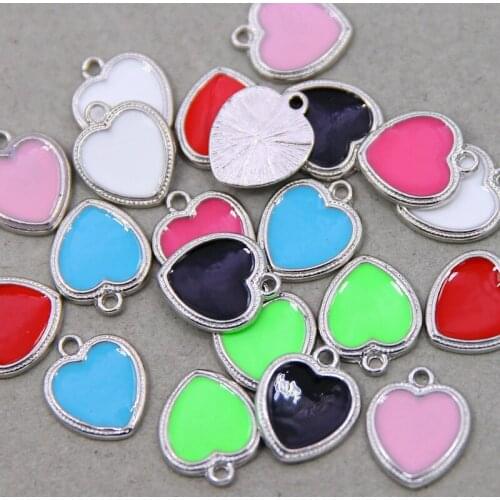 6pcs Enamel Color Cute Heart Shaped Charms Trendy Charms Pendants for Jewelry Making DIY Woman Necklace Making Accessories