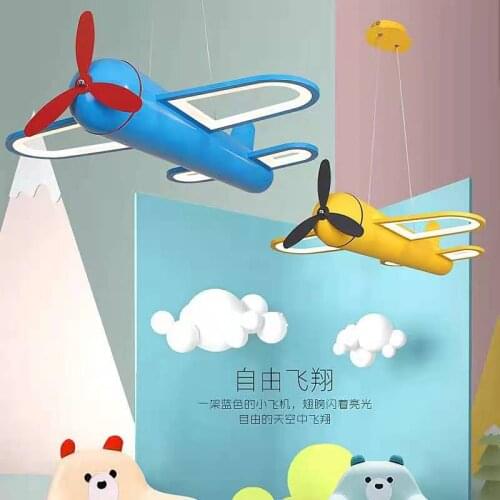 Baby Kids Boy Bedroom Decoration Airplane LED Chandelier Ceiling Lamp Pendant Light Lighting For Home Children Room Decor Luster