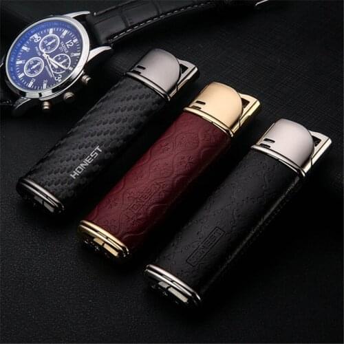 HONEST Portable Cigar Butane Lighters Windproof Gas Lighter Metal Lighters Personality Torch Lighter 1300 C No Gas