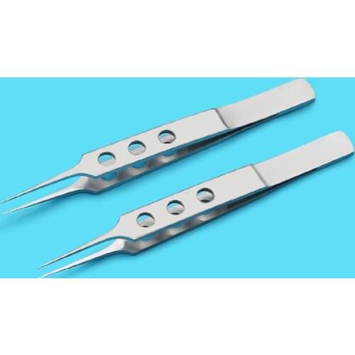 High quality stainless steel three hole fat tweezers double eyelid tweezers 10cm toothed suture removing tweezers