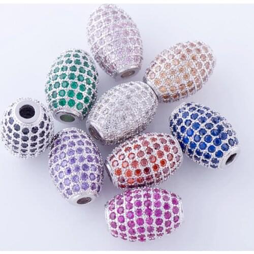 12*8mm AAA Mode Runden Messing Mikro Pflastern Klare Zirkonia CZ Charme Metall Perlen DIY schmuck Armband Strass Disco Ball