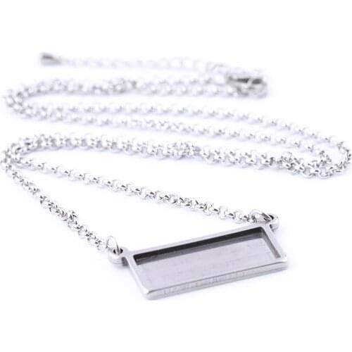 5pcs Fit 10x25mm Rectangle Cabochon Pendant Base Setting Blanks Diy Necklace Bezel Trays For Jewelry Making