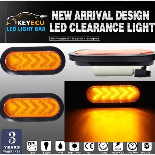 KEYECUDirect 2pcs Replacement Trailer 12V 6" 35Leds amber LED Turn Signal Light Sequential Arr with Grommet