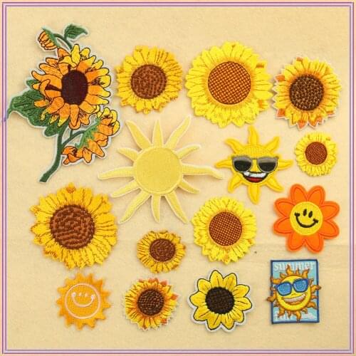 Yellow Sunflower Series Embroidery Cloth Stickers Small Daisy Patch stickers Handmade Applique Clothing Decoration Accessories
