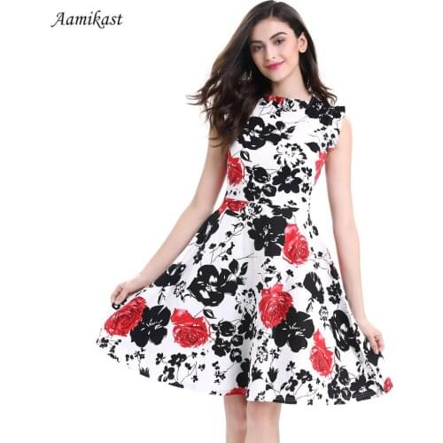 Women Dresses New Fashion 2022 New Elegant O-neck Sleeveless Cause Party Vintage Print Dresses robe