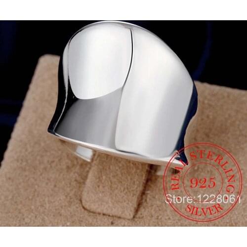 2019 New arrival 100% 925 Sterling thumb Glossy rings for women big Faced Wide Finger Rings For Unisex Jewelry mama men