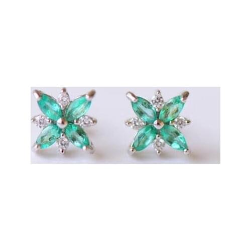 Star natural green emerald gemstone earrings S925 silver earrings women fashion earrings