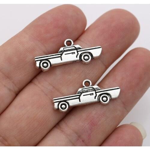 10Pcs Antique Silver Plated Car Charms Pendants for Jewelry Making Necklace Earrings DIY 11x28mm