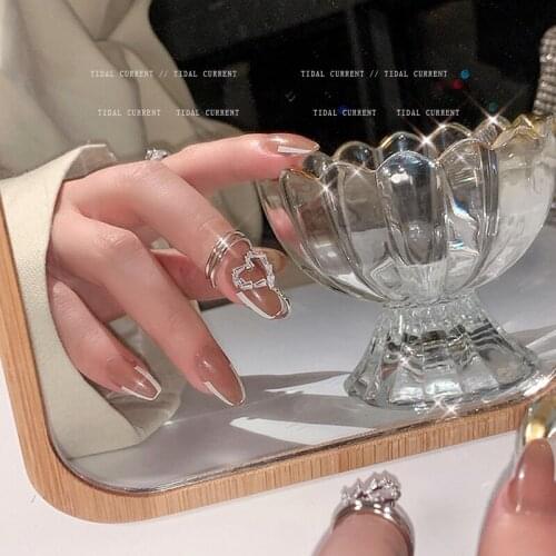 12pcs/lot Personality Fashion Love Ring Trendy Light Luxury Niche Exquisite Nail Tail Ring High Sense Accessories for Women