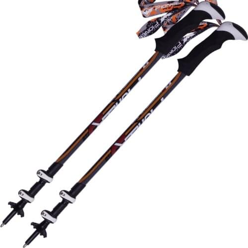 2017 High quality Rubber anti-slip handle crutch Trekking Pole walking sticks walking pole alpenstock for ski hiking trekking