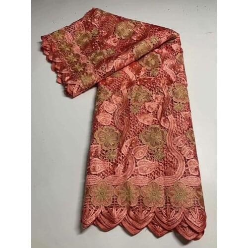 2021 Newest African Guipure Lace Fabric Swiss Lace Fabric High Quality Nigerian Cord Mesh Water Soluble Lace For Wedding 5Yards