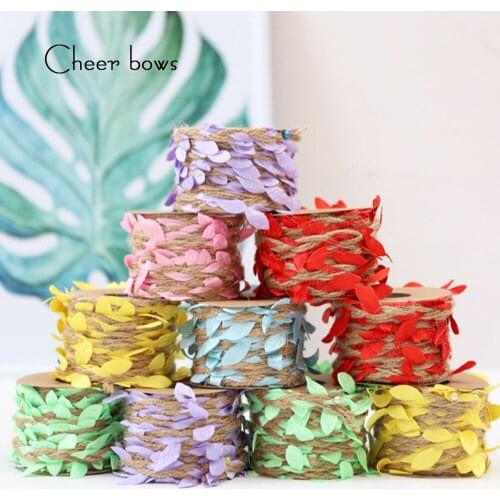 5m/roll 15mm Jute Burlap Rope Artificial Leaves Twine Wax String Ribbon Handmade Wedding Party Crafts Decorative Gift Wrapping