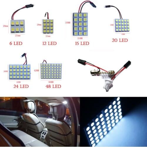 50pcs KTSCAR Auto T10 Festoon 5050 48/24/15/12/6 SMD Panel light White 12V Car LED Reading Dome Trunk lamp bulb