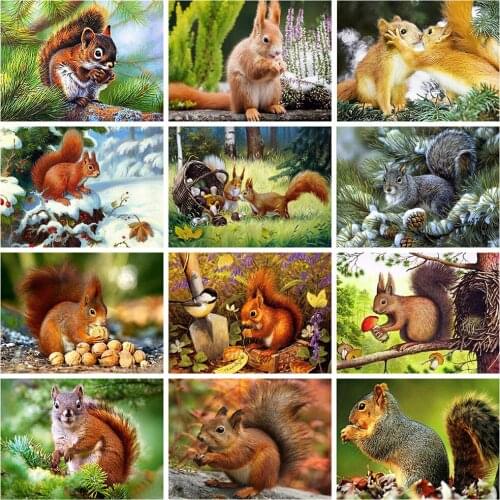 5d Diamond Embroidery Squirrel Full Square/Round Diamond Painting Cross Stitch Animal Picture of Rhinestones Mosaic Home Decor